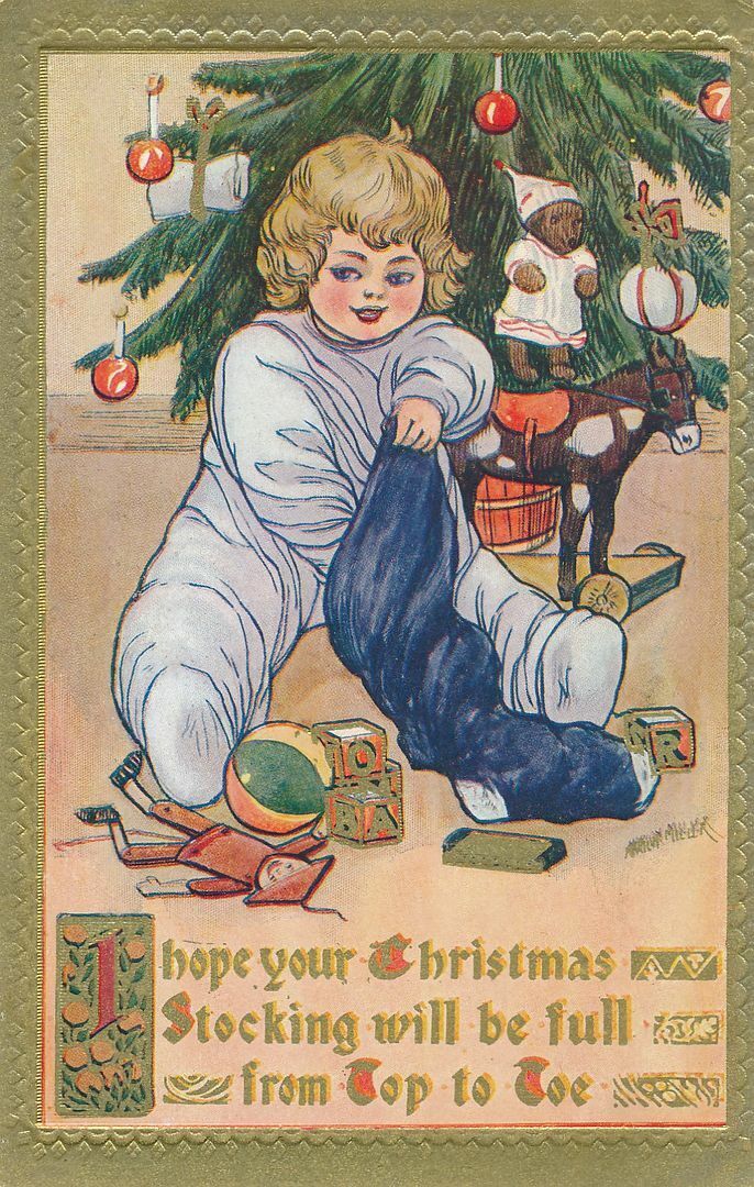 CHRISTMAS - Miller Signed Child Reaching Into Stocking