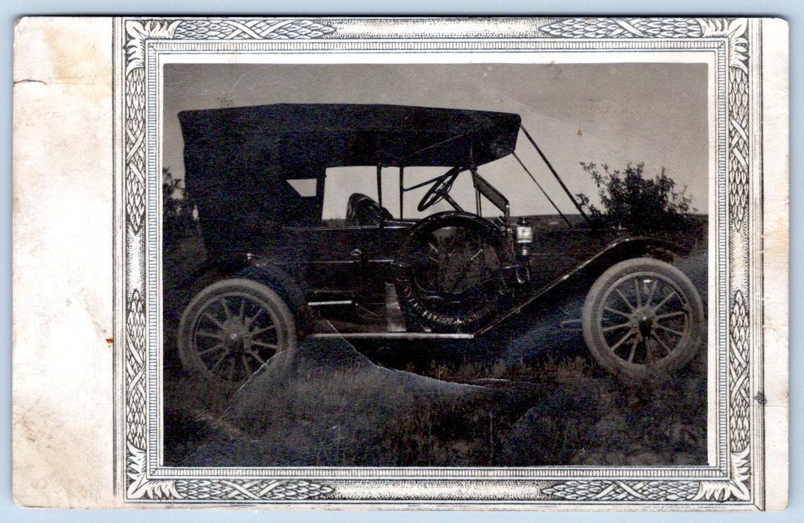 1910-20's RPPC ANTIQUE CAR FANCY BORDER POSTCARD***CONDITION ISSUES***