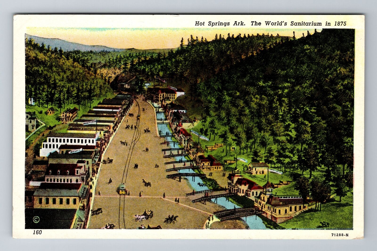 Hot Springs AR-Arkansas, Aerial World's Sanitarium, Antique, Vintage Postcard