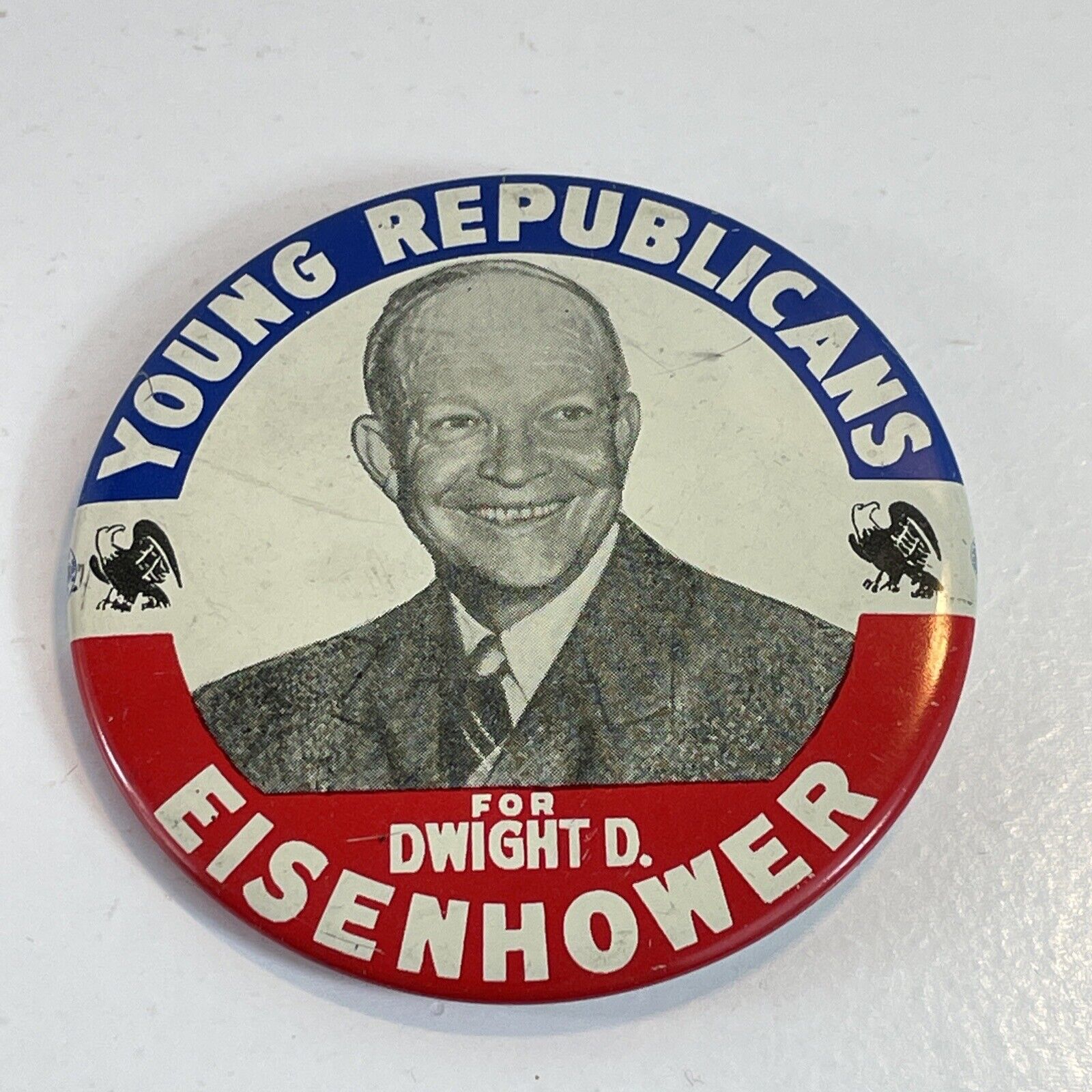 YOUNG REPUBLICANS FOR DWIGHT D. EISENHOWER Campaign POLITICAL BUTTON Rare
