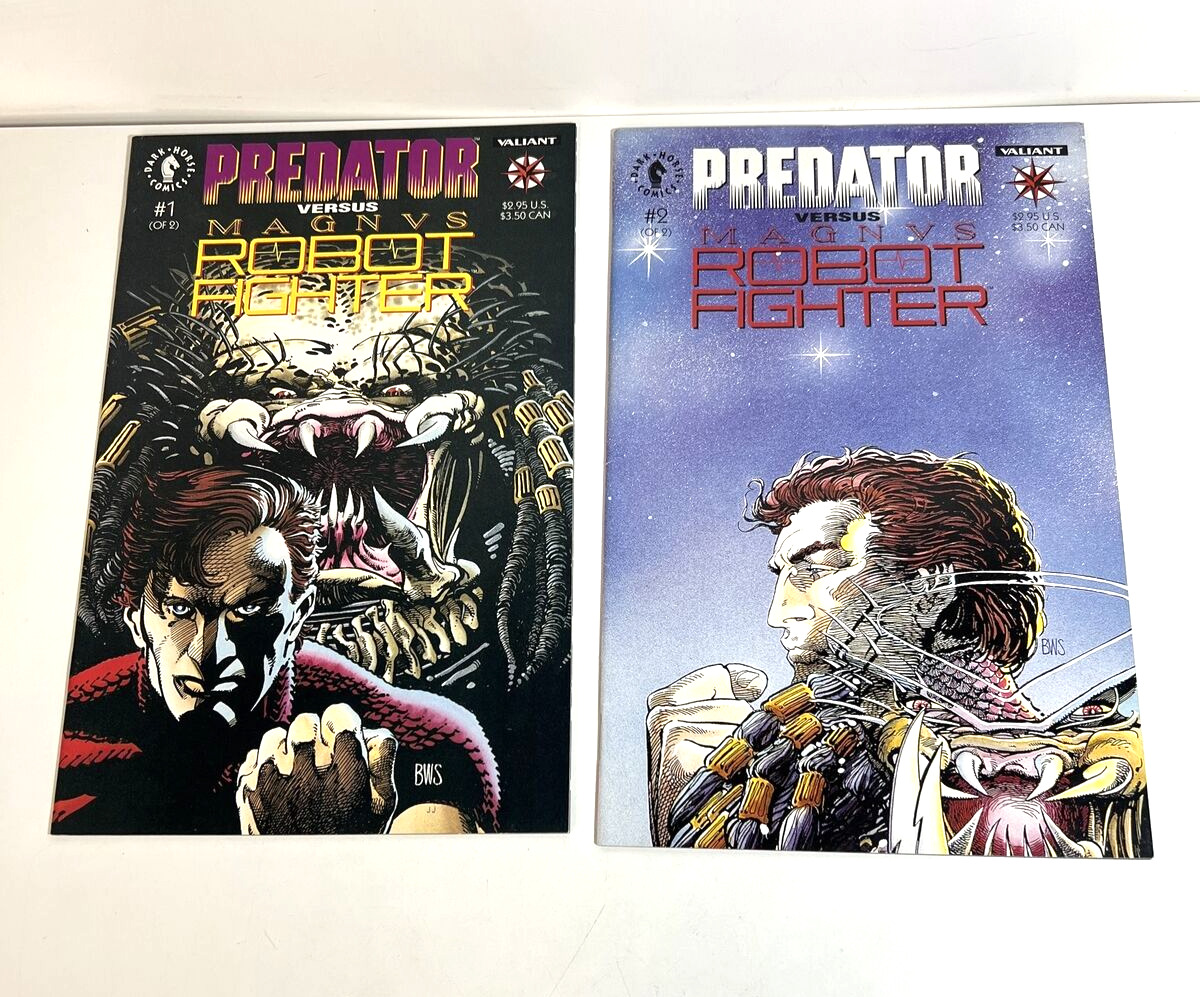 Dark Horse Comics: Predator Vs Magnus: Robot Fighter #1 & #2 (w/Cards attached)