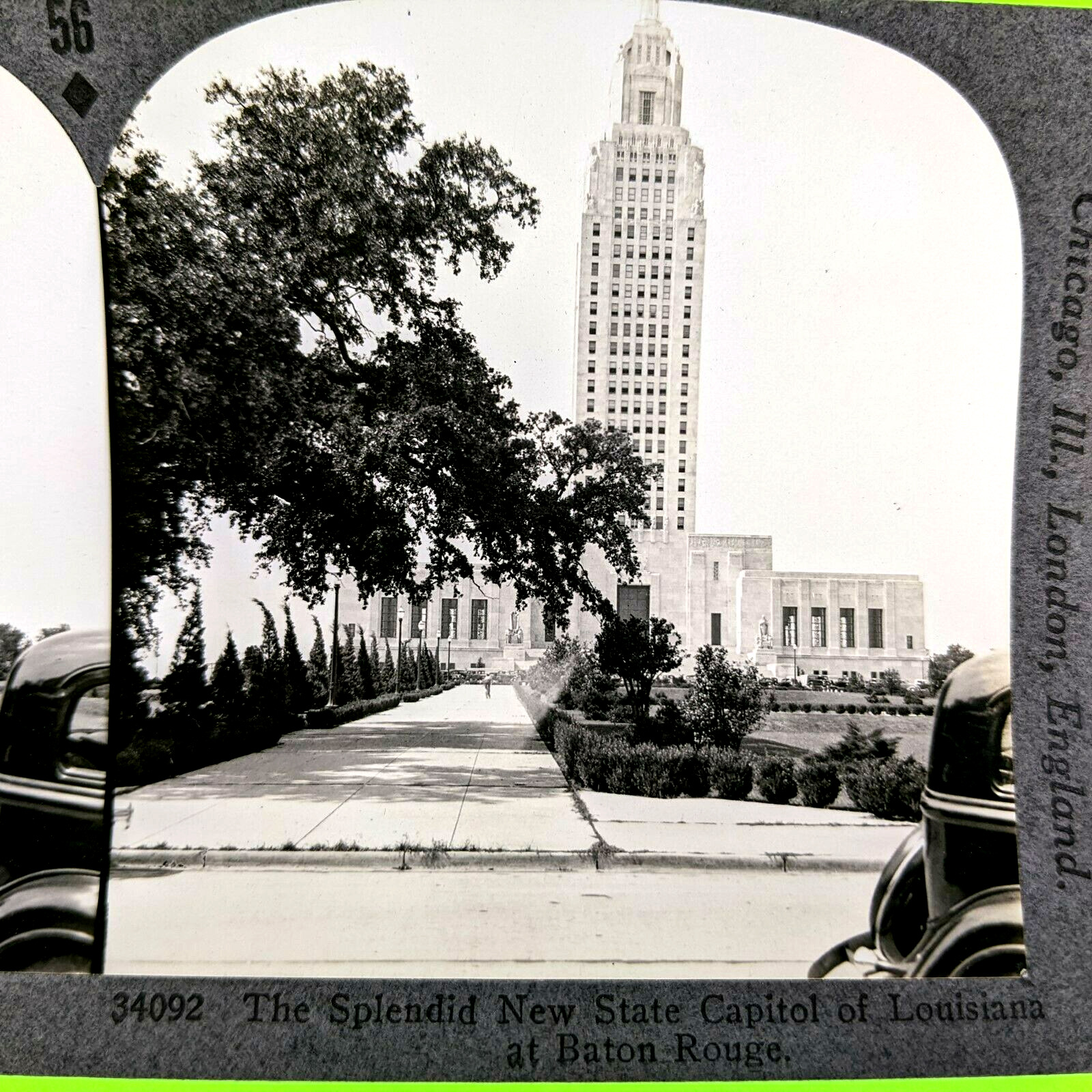 c1910s Baton Rouge, Louisiana State Capitol Art Deco Building Stereo Card NY V4