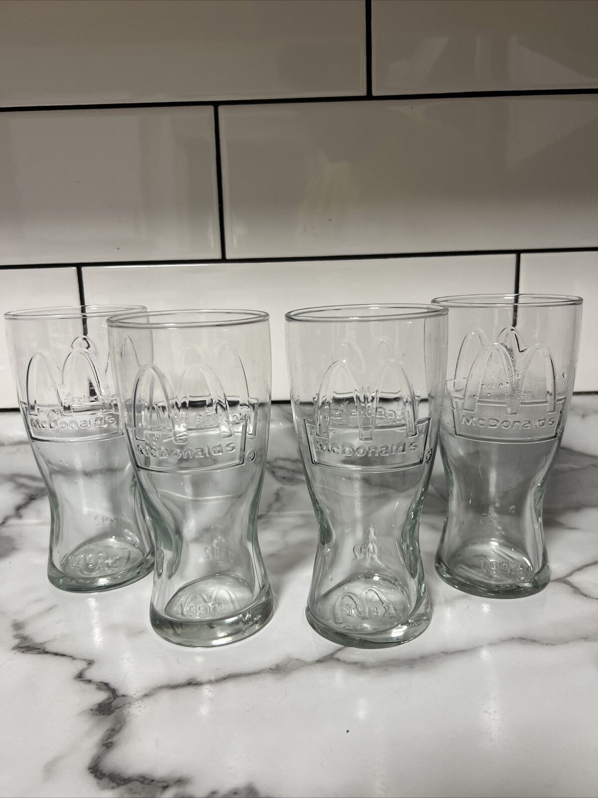 Four Vintage 1992 McDonalds Commemorative Drinking Glasses