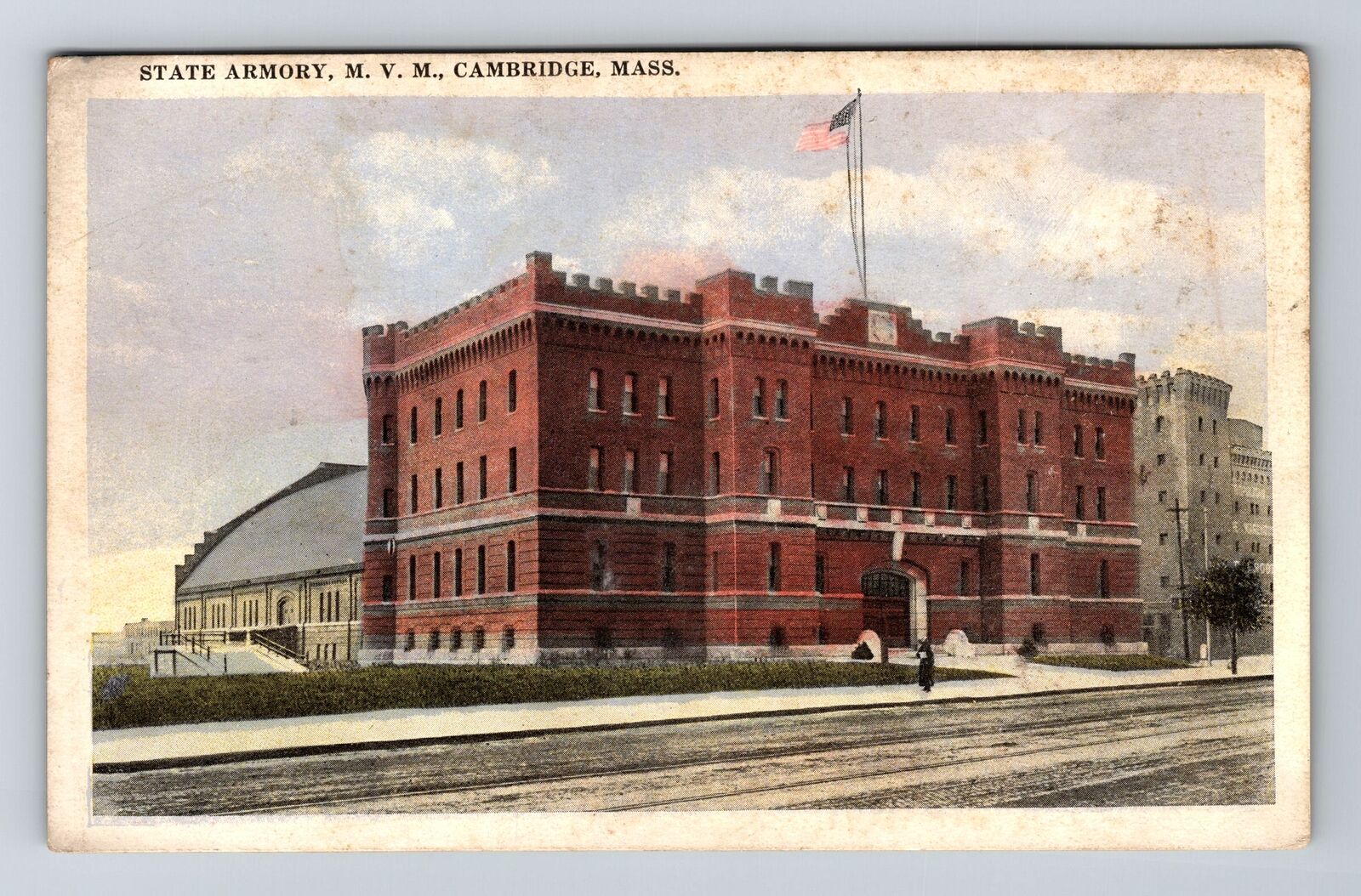 Cambridge MA-Massachusetts, State Armory, MVM, Vintage Postcard