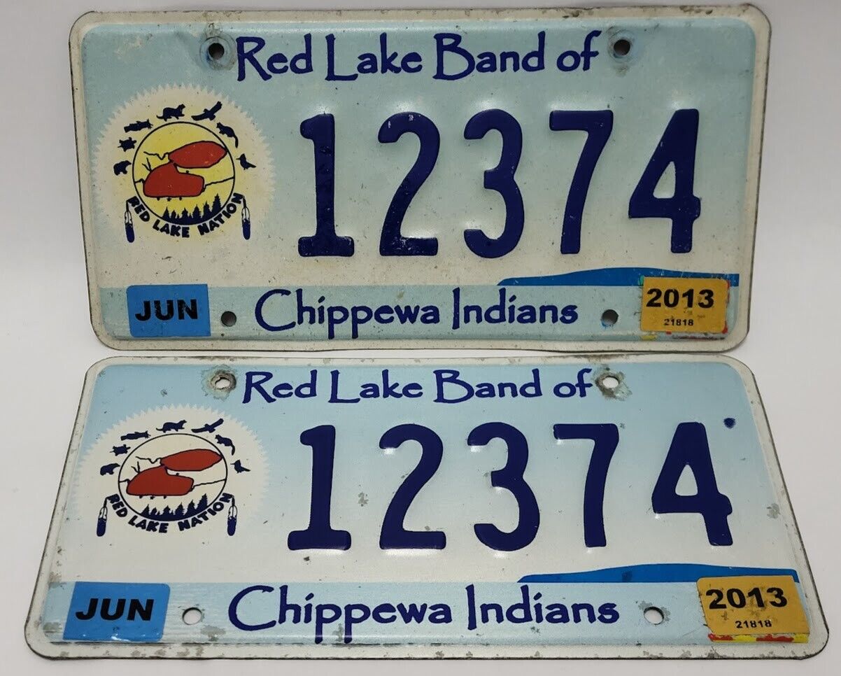 Pair  Red Lake Band Of Chippewa Nation License Plate MN Early Embossed 12374