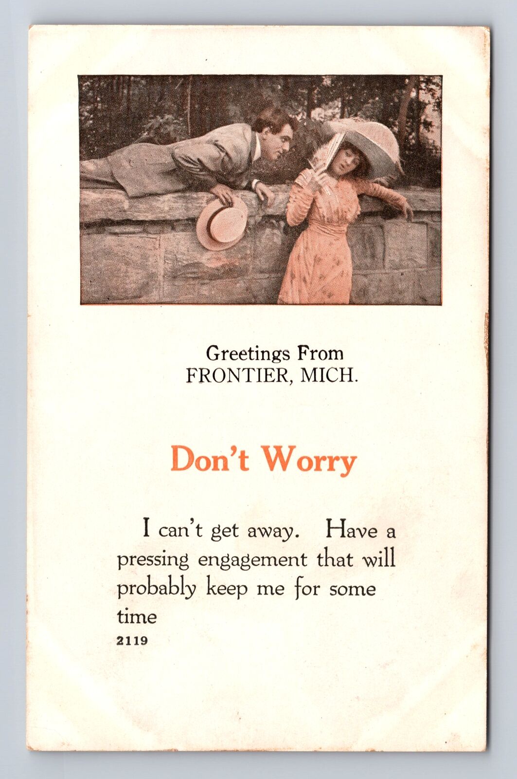Frontier MI-Michigan, Humorous General Greetings, Antique Vintage Postcard
