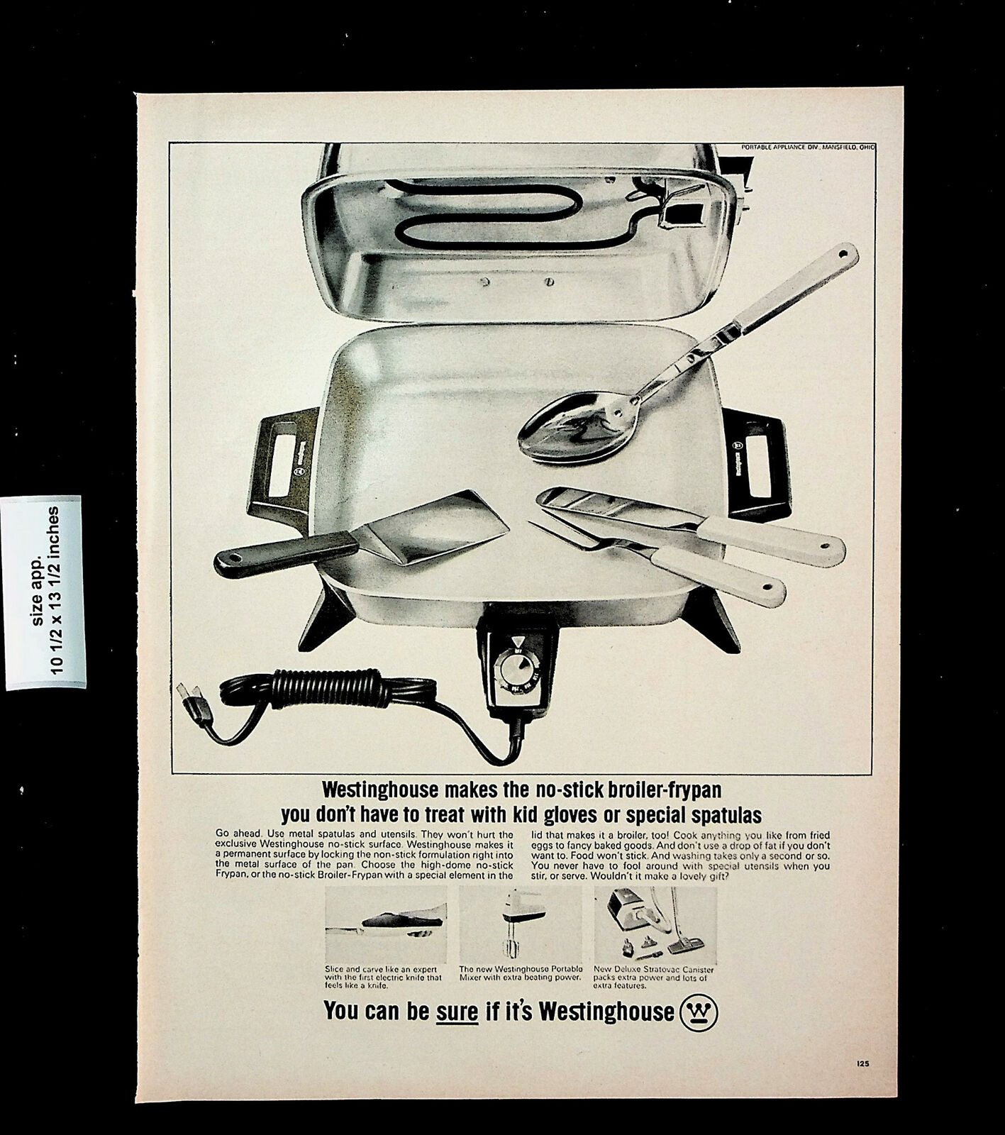 1965 Westinghouse No Stick Broiler Frypan Vintage Print Ad 27356