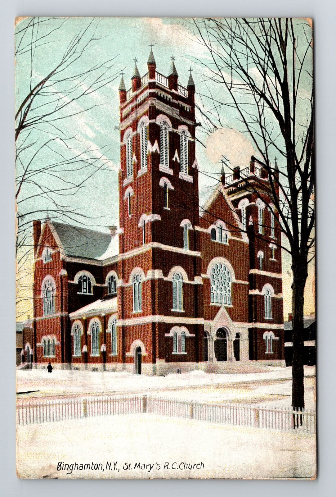 Binghamton NY-New York, St Mary\'s R.C. Church, c1908 Vintage Souvenir Postcard