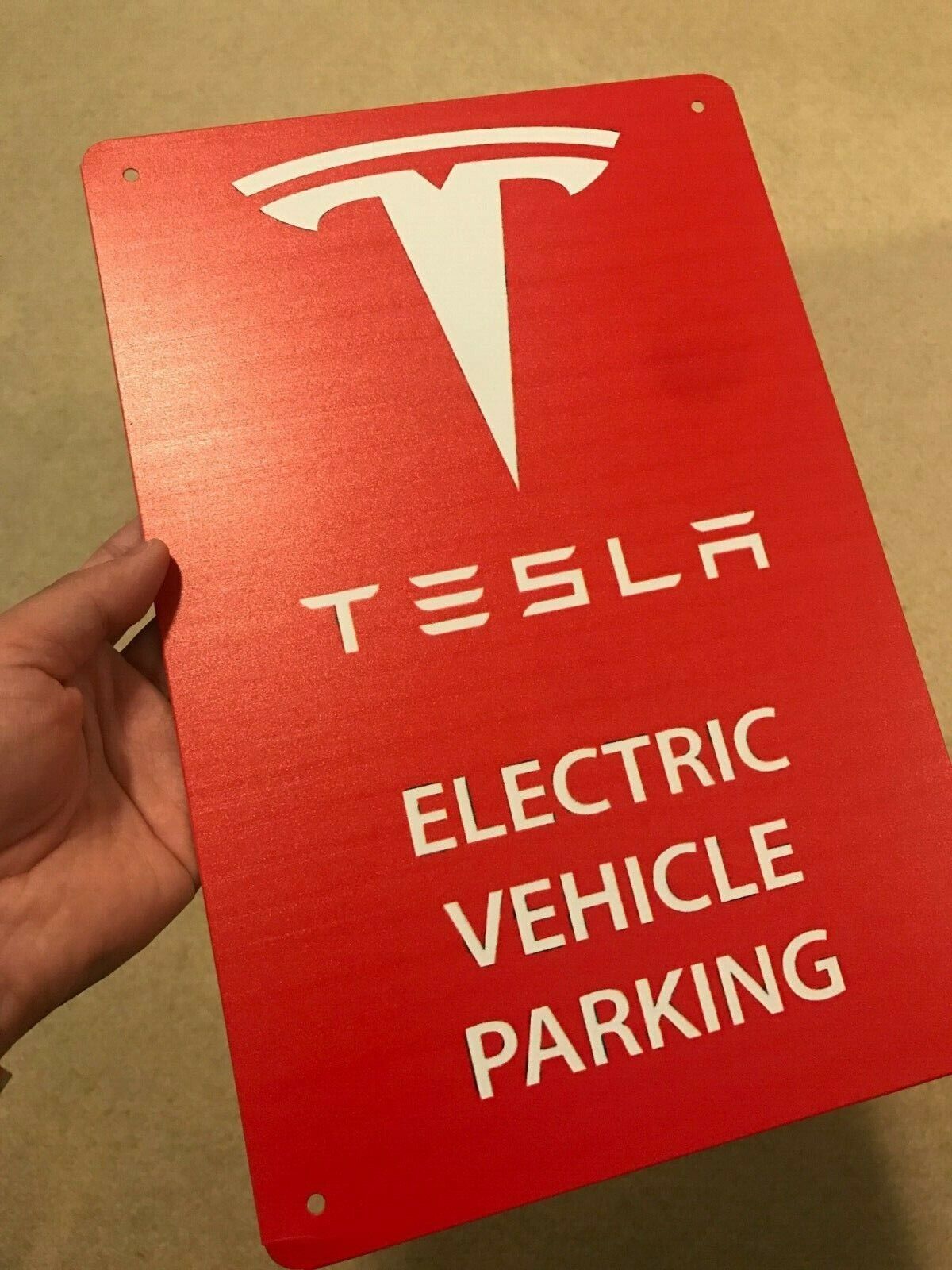 NEW Tesla Logo Parking Sign EV Electric Car on 8