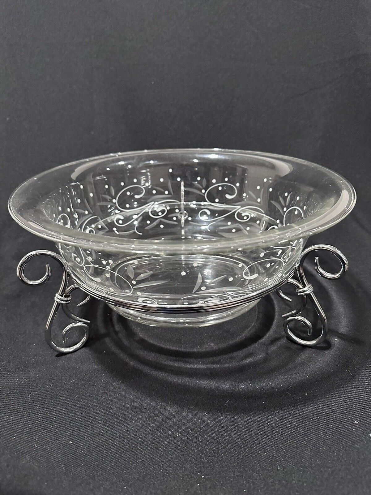 Partylite White Radiance 3-Wick Holder Glass Bowl P8215G w/stand