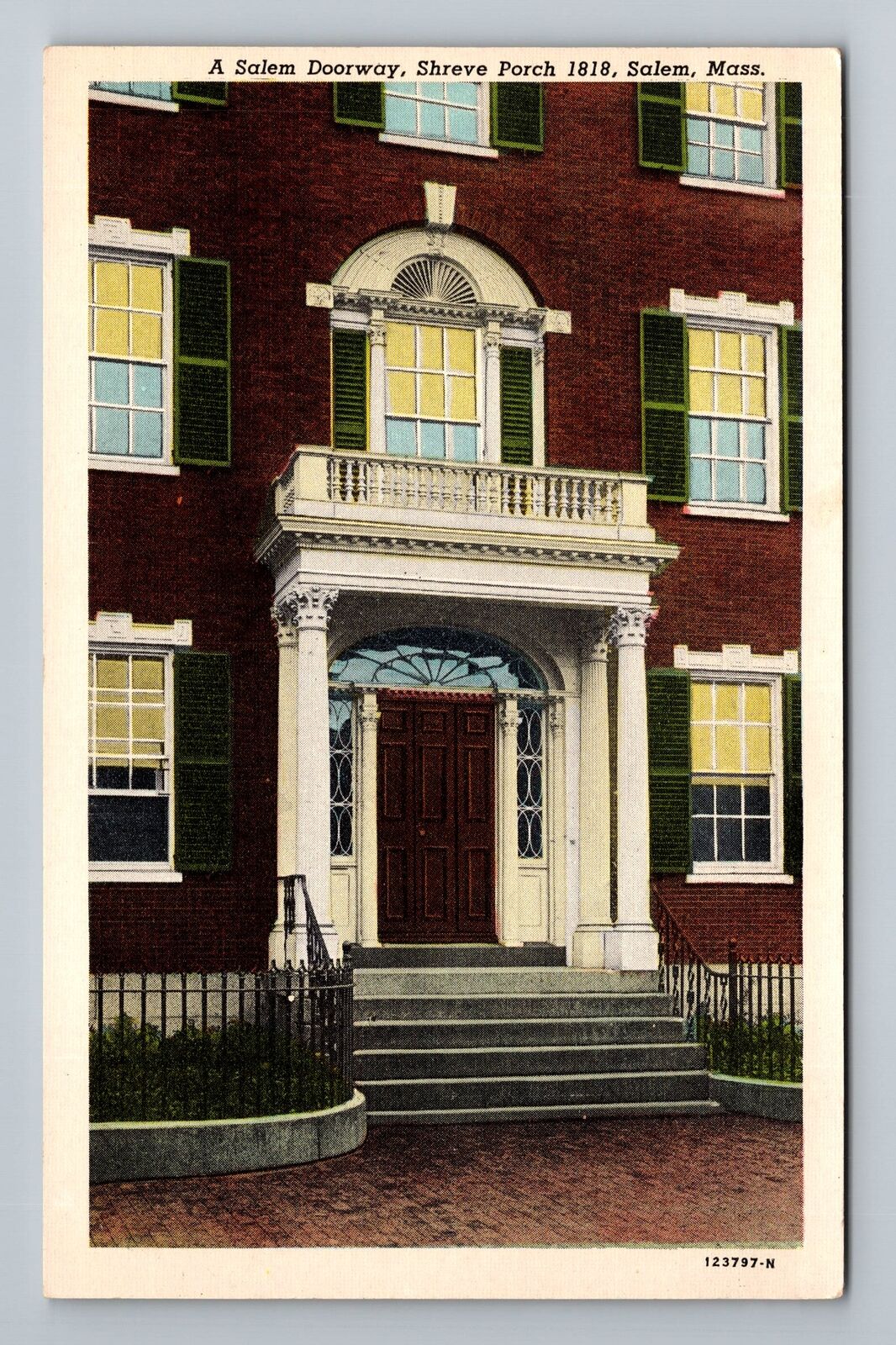 Salem MA-Massachusetts, A Salem Doorway, Shreve Porch 1818, Vintage Postcard