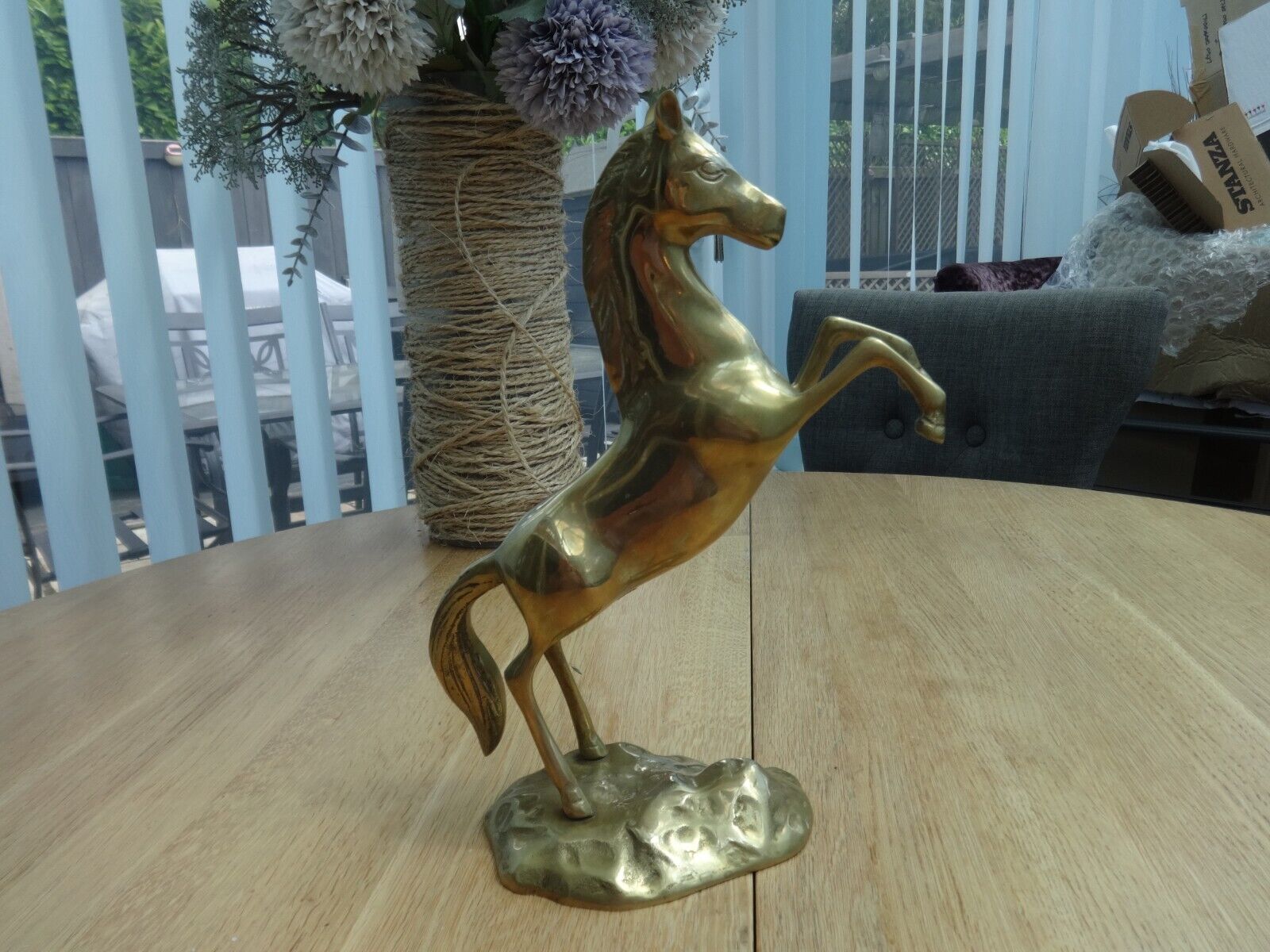 Mid Century Modern Large Brass Rearing Horse Statue 11” Tall
