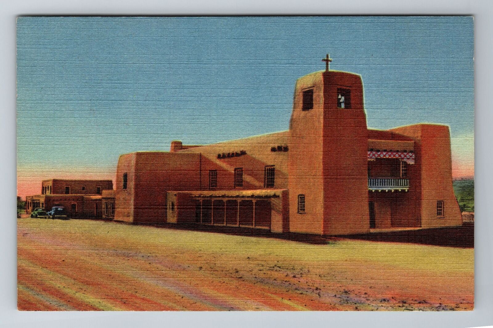 Santa Fe NM-New Mexico, Christo Rey Church, Antique Vintage Souvenir Postcard