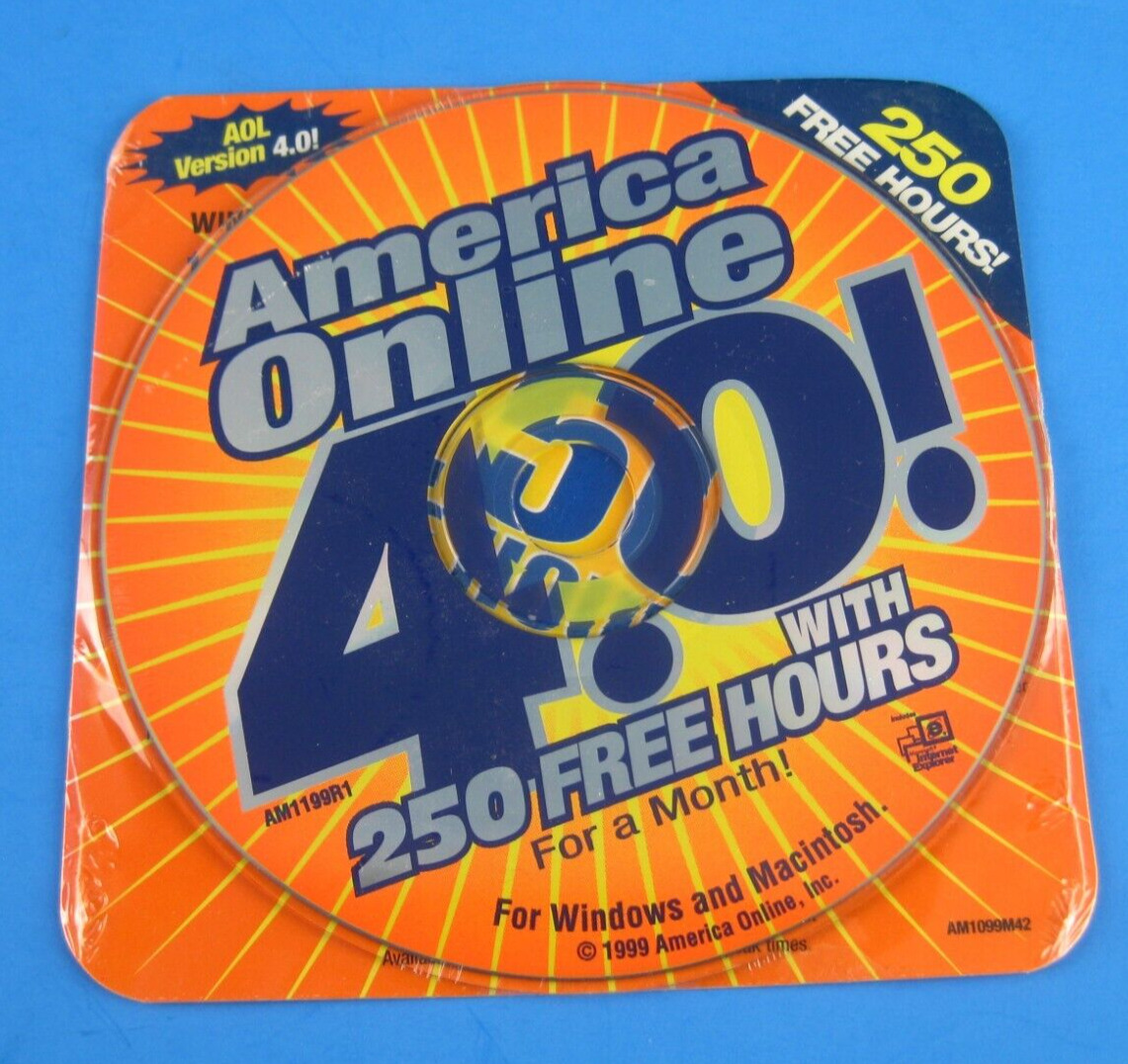Vintage AOL CD America Online 4.0 CD-ROM Disc NEW Factory Sealed from 1999 1990s