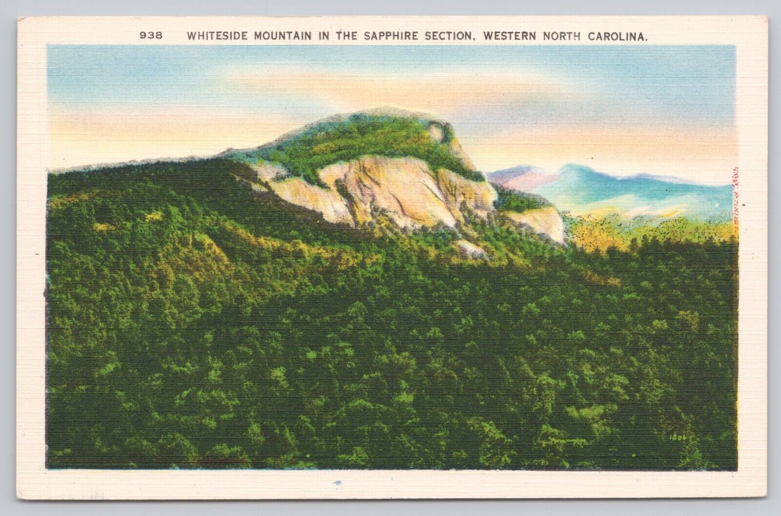 Cashiers North Carolina, Whiteside Mountain Scenic View, Vintage Postcard
