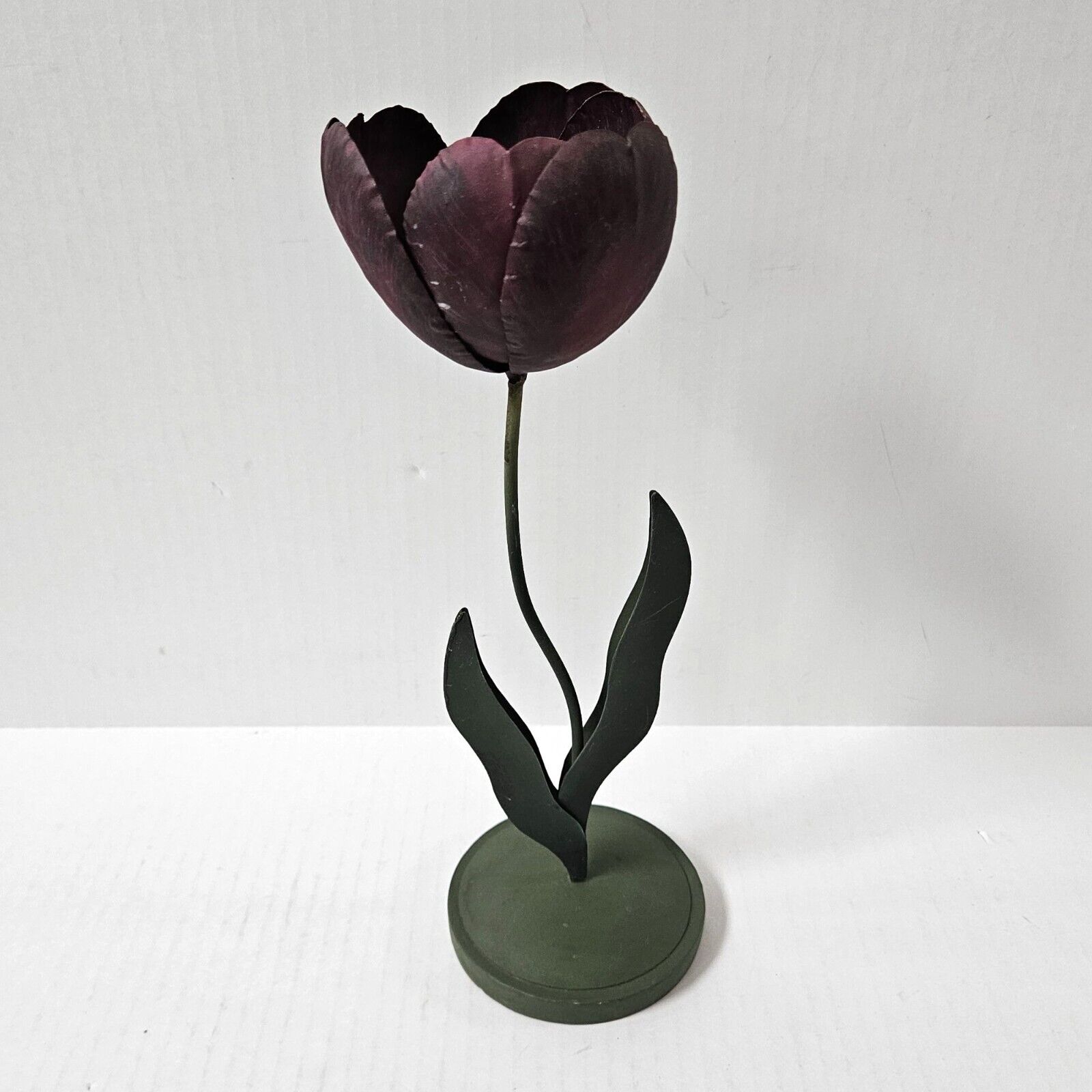 Anthropologie Terrain Tulip Candle Holder Purple Black Flower Metal Boho