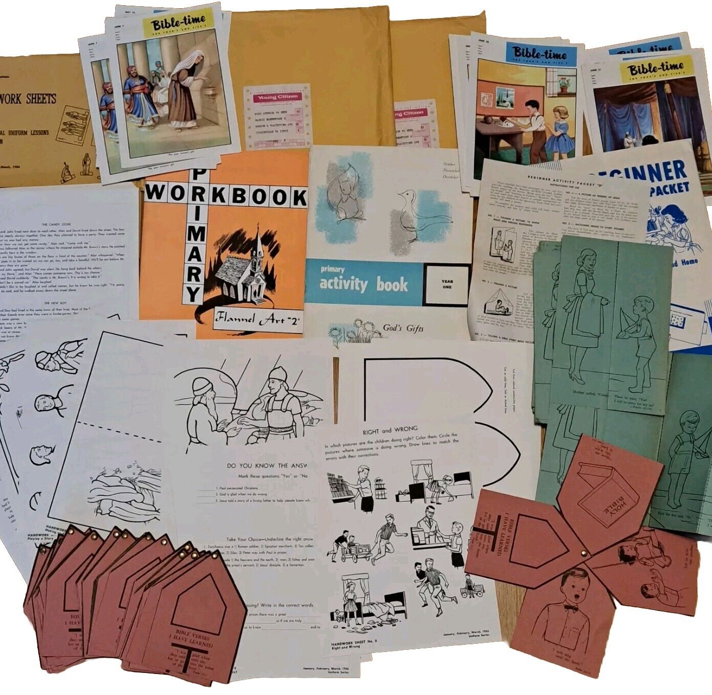 Mixed Lot Vintage Sunday School Craft Lessons Handouts Primary Level c1960s SS7