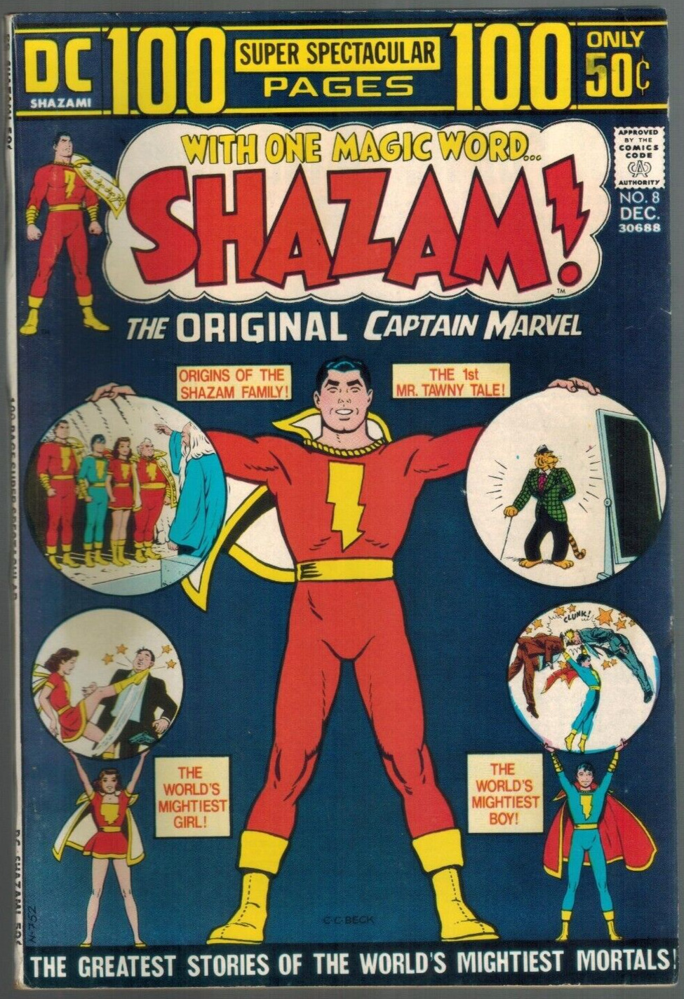 SHAZAM  8    100 pg Giant rep 1st Black Adam, Mary Marvel, Tawny  Fine 1973 DC