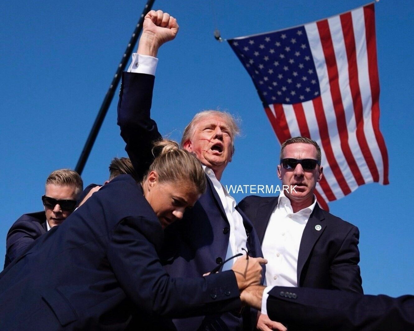 President Donald Trump Assassination Attempt American Flag 8 x 10 Photo Picture