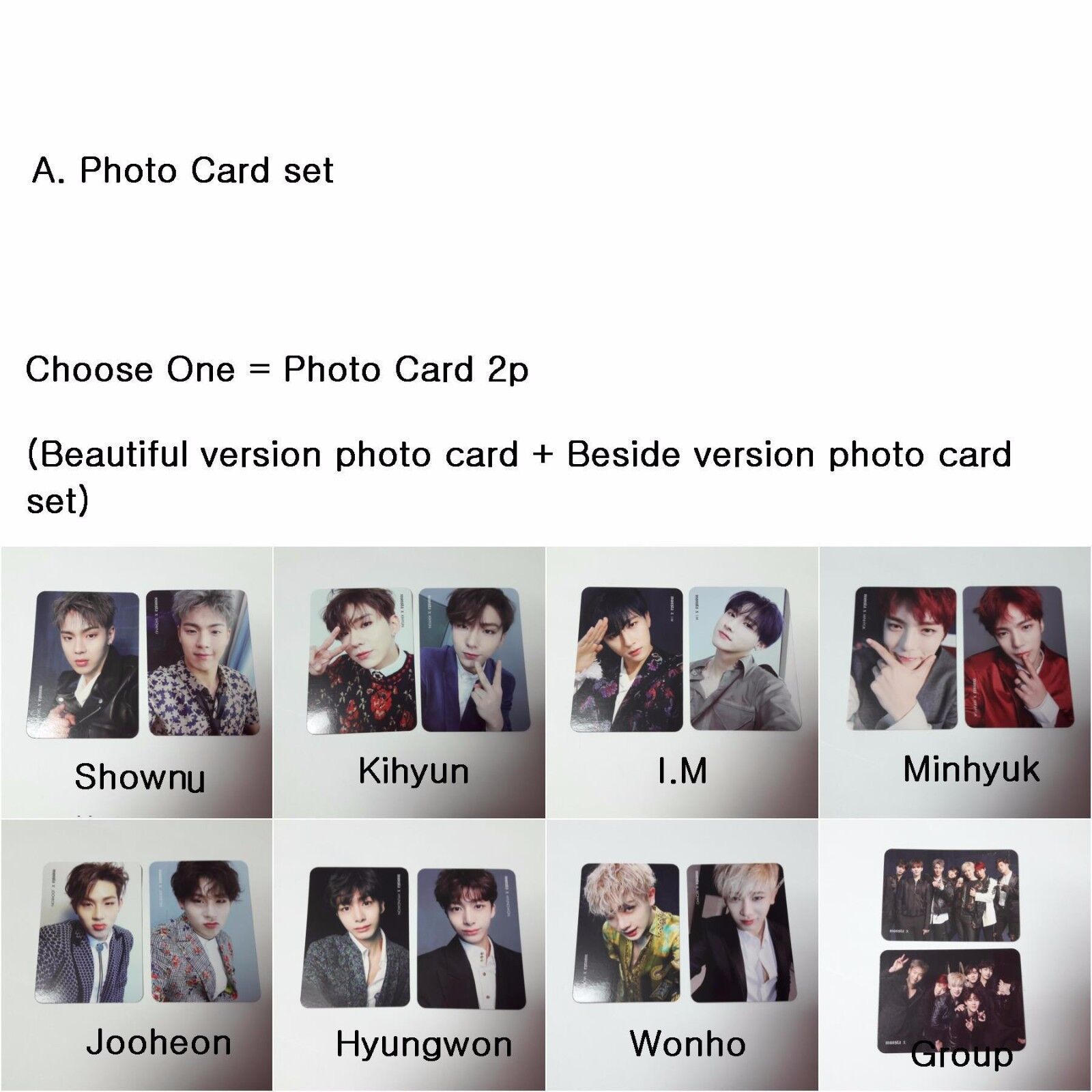 MONSTA X 1st Beautiful selected Official Original photocard 2p K-POP Photo Card