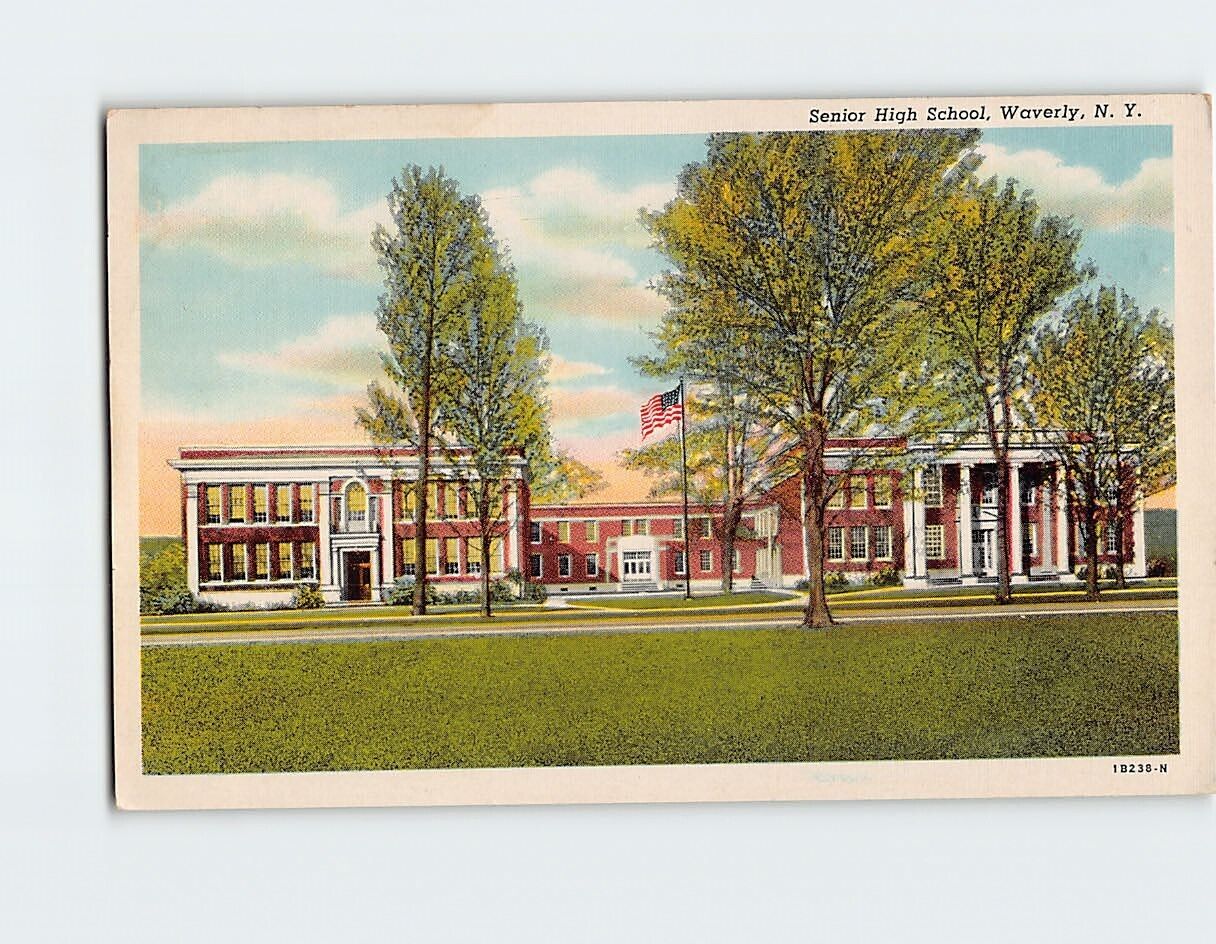 Postcard Senior High School Waverly New York USA