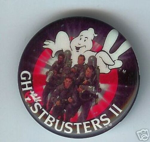 Vintage 1988 GHOSTBUSTERS II pinback  ORIGINAL promo pin FULL CAST pin