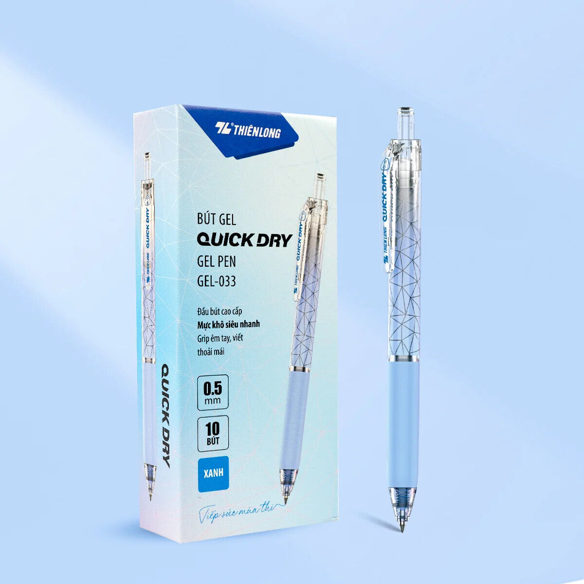 Thien Long Quick Dry Gel Pen 0.5mm 10 Pack Ultra-Fine Tip Smooth Writing