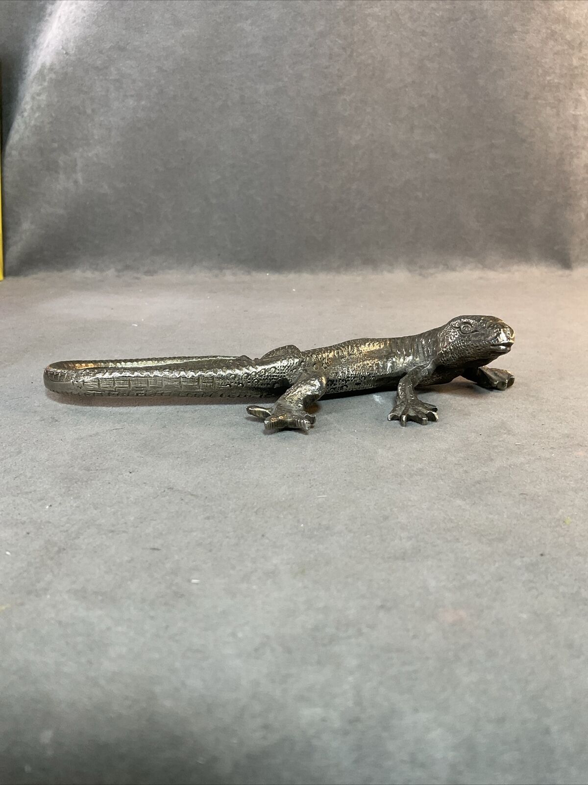 Vintage metal lizard heavy figurine