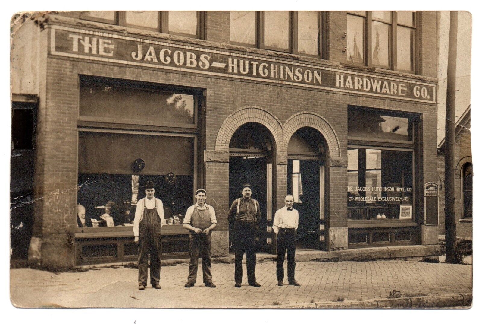 RPPC postcard JACOBS HUTCHINSON HARDWARE STORE Fairmont WV coal mining 1900s men