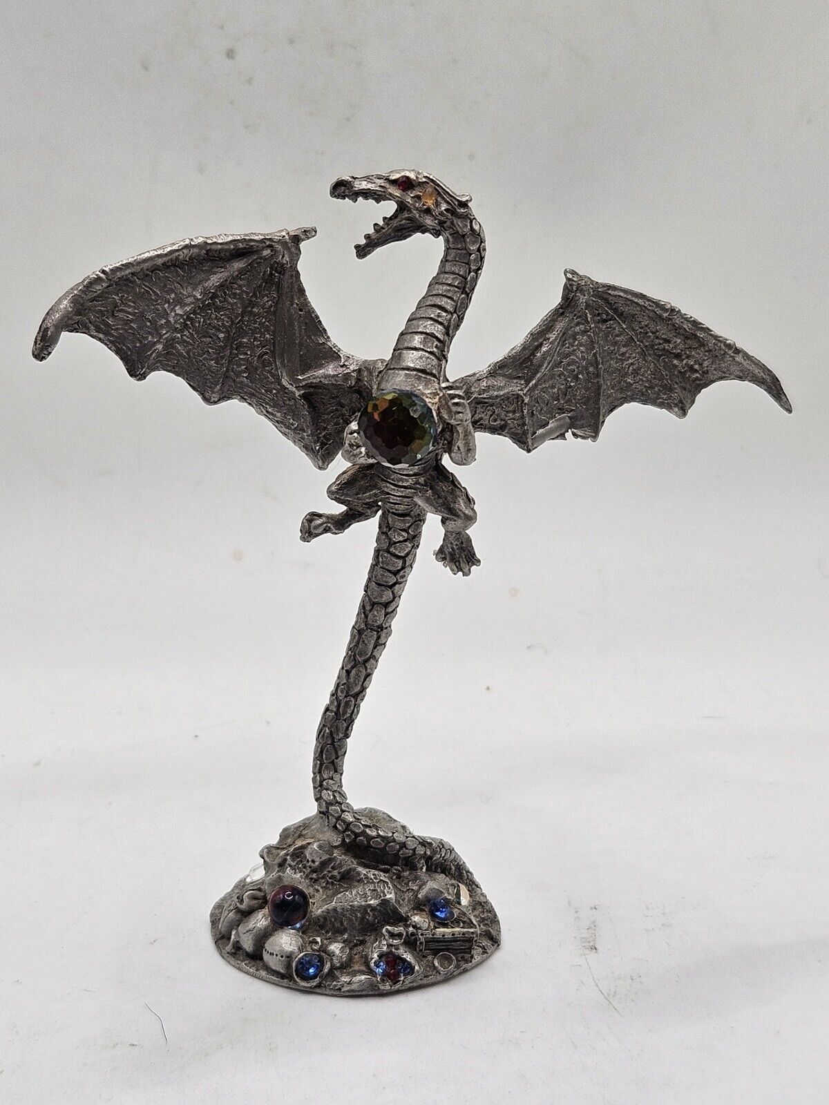 Vintage Maurus 1988 Gallo Pewter Dragon Figurine With Jewels