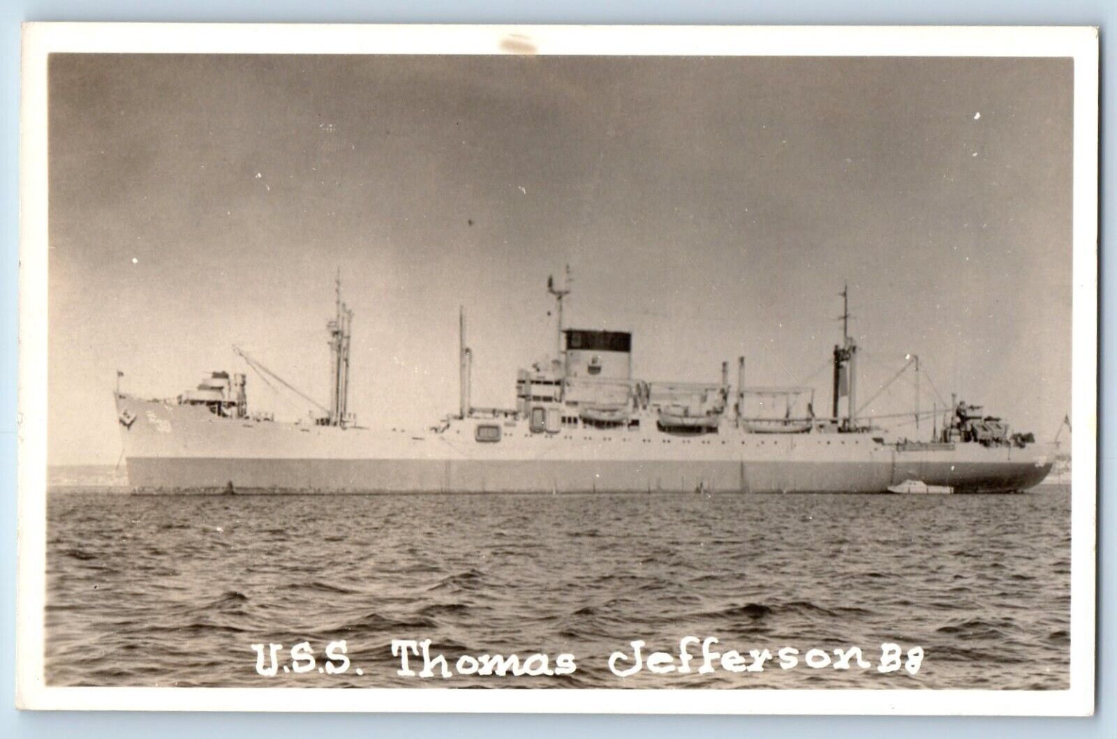 U S S Thomas Jefferson Postcard RPPC Photo Steamer Ship c1950's Unposted Vintage