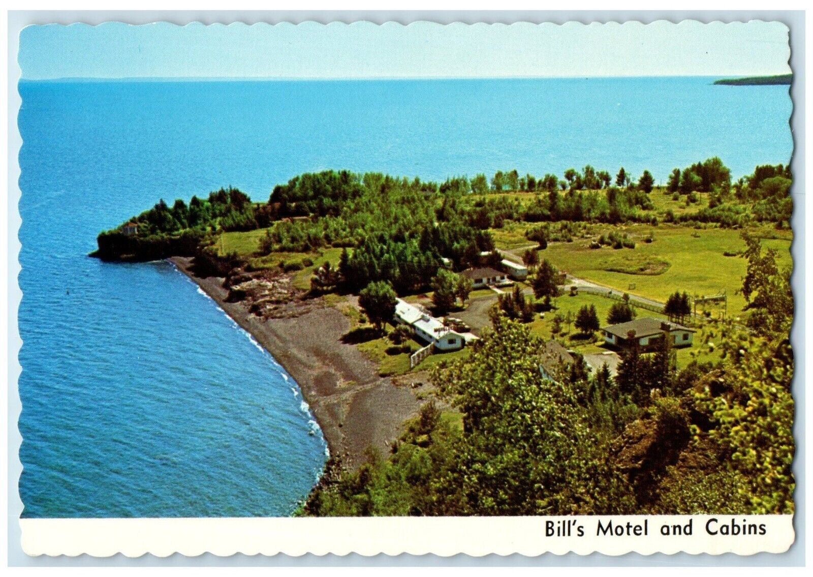 1960 Bill\'s Motel Cabins Sleep Slap Waves Two Harbors Minnesota Vintage Postcard