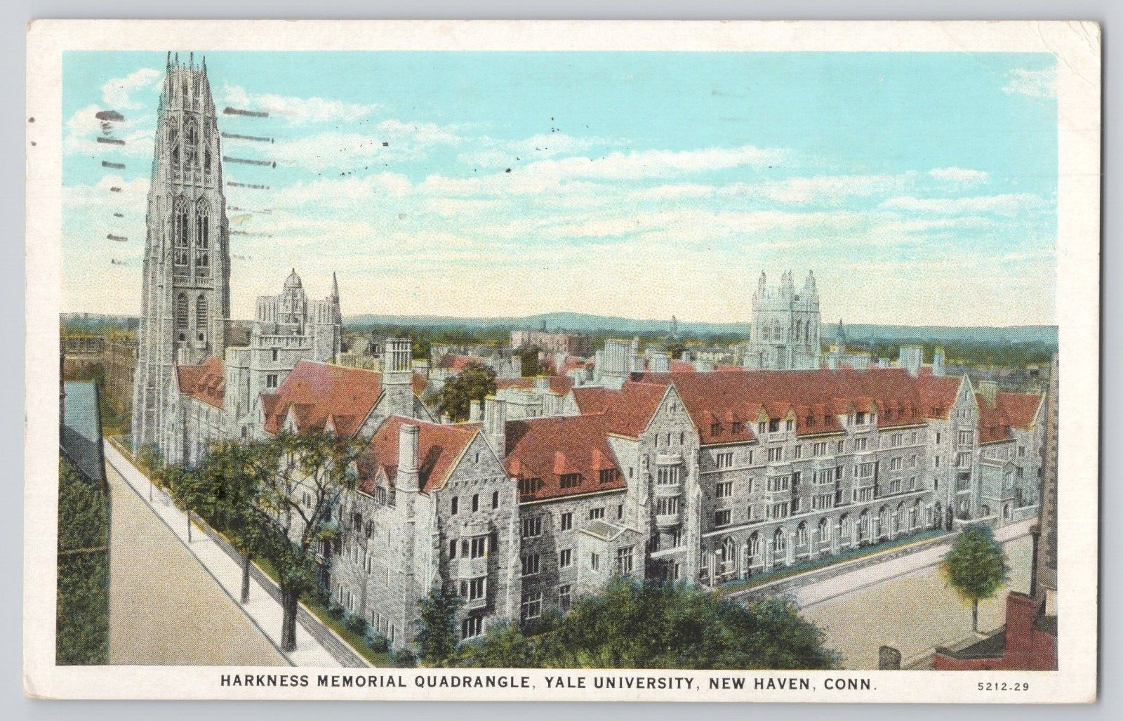 Postcard Harkness Memorial Quadrangle Yale University, New Haven, Connecticut