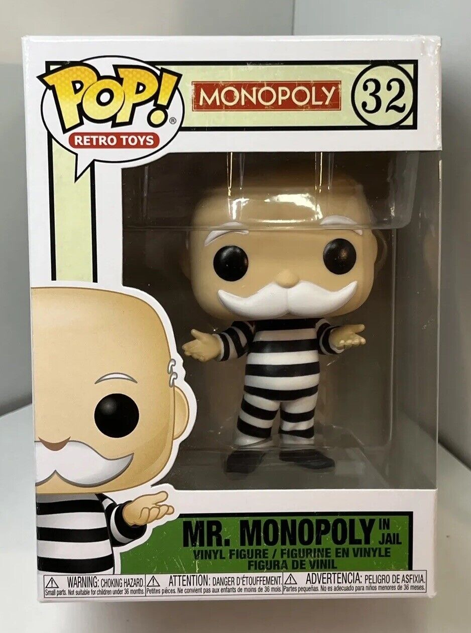 Funko Pop Retro Toys Mr Monopoly In Jail Vinyl Figure #32 Vaulted With Protector