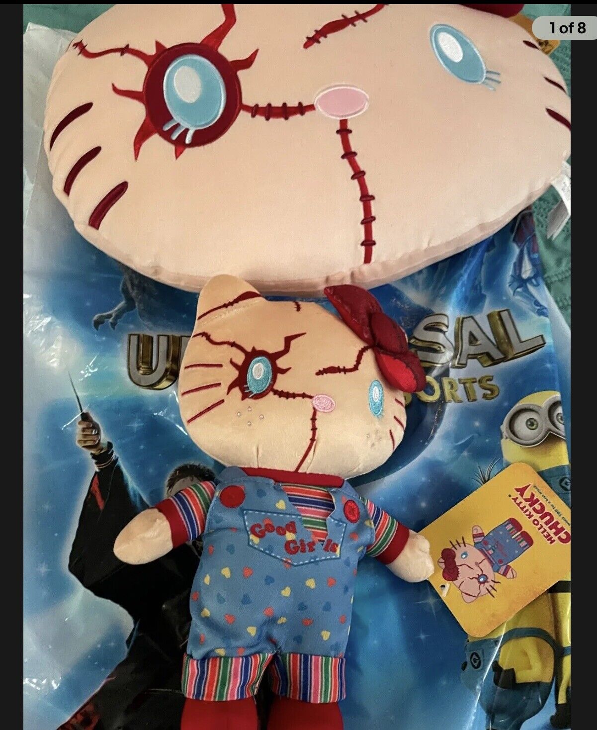 LOT Chucky HELLO KITTY plush & Universal Studios HALLOWEEN HORROR NIGHTS PILLOW