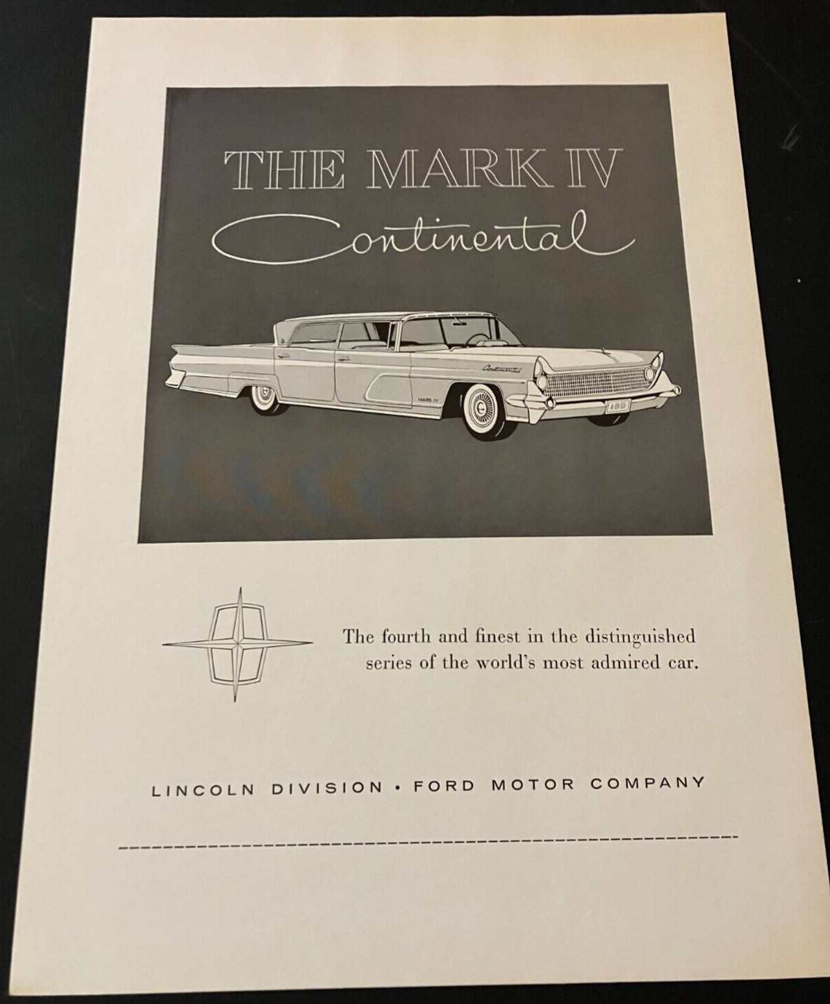 1959 Lincoln Continental MkIV - Vintage Original Illustrated Print Ad Wall Art