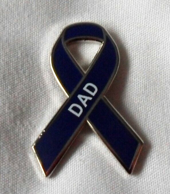 Huntington's Disease ' DAD '  Awareness ribbon enamel badge / brooch.