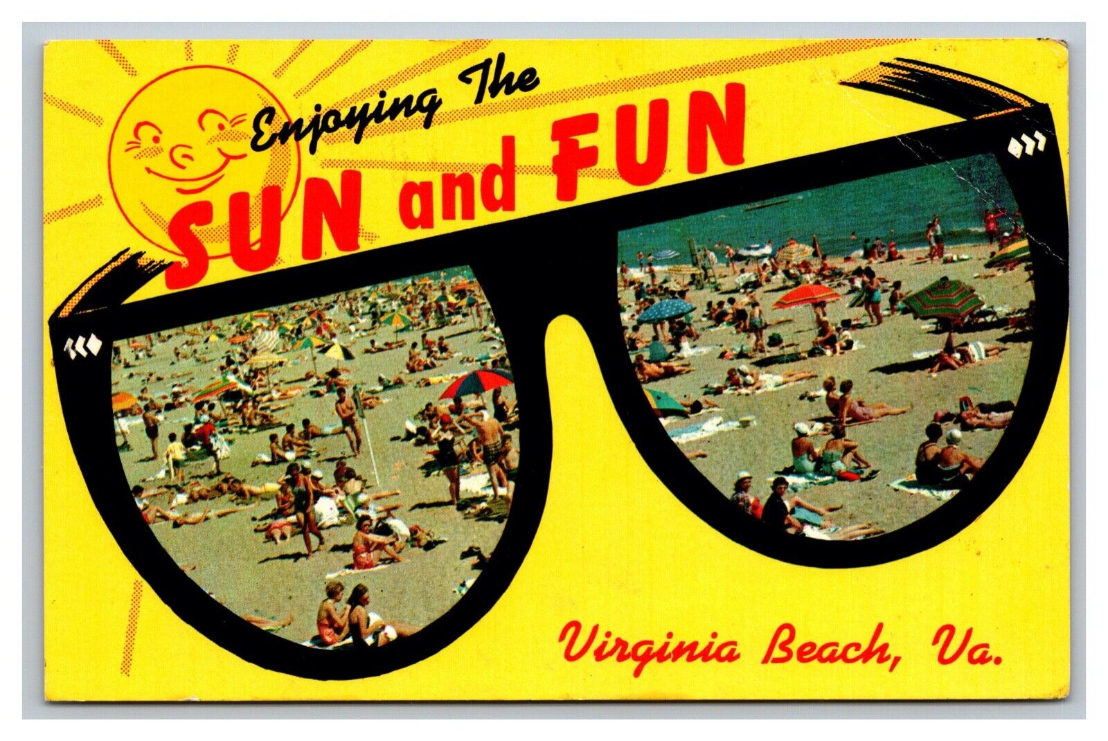 Virginia Beach, VA Virginia, Bathing Scene, Sun & Fun, Postcard Posted 1983