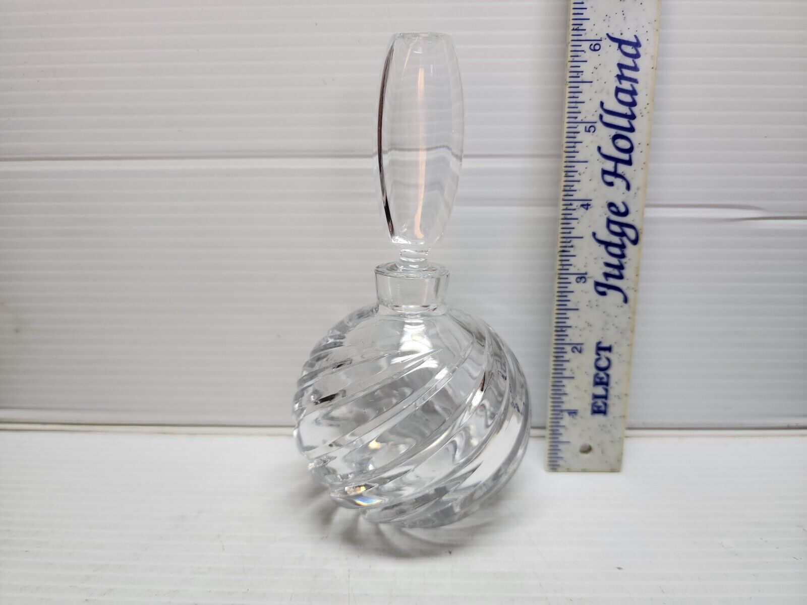 Vintage Cut Crystal Perfume Bottle With Stopper Flawless Shape Art Deco Base