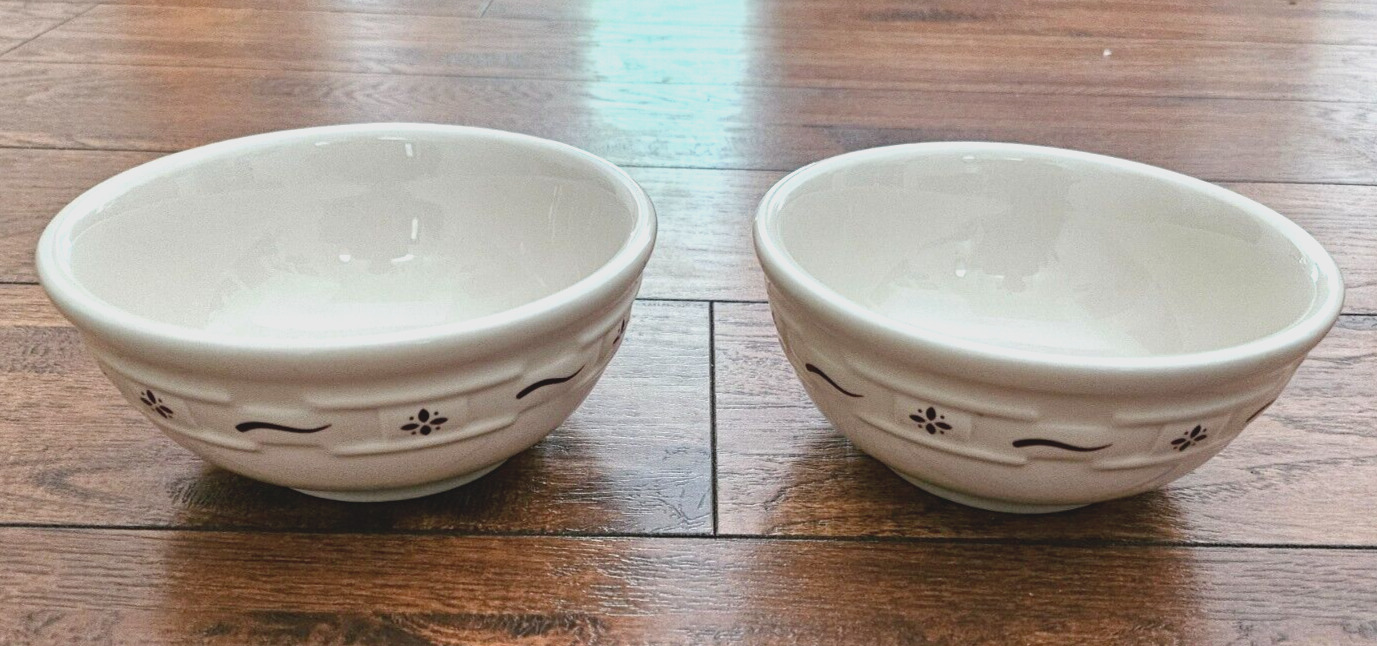 Longaberger Soup & Salad Bowl Traditional Red Pottery Set of 2 New No Box