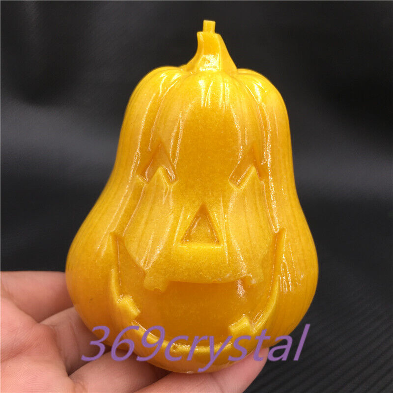 1pc Yellow Luminous Stone Pumpkin Carved skull Gift  3\