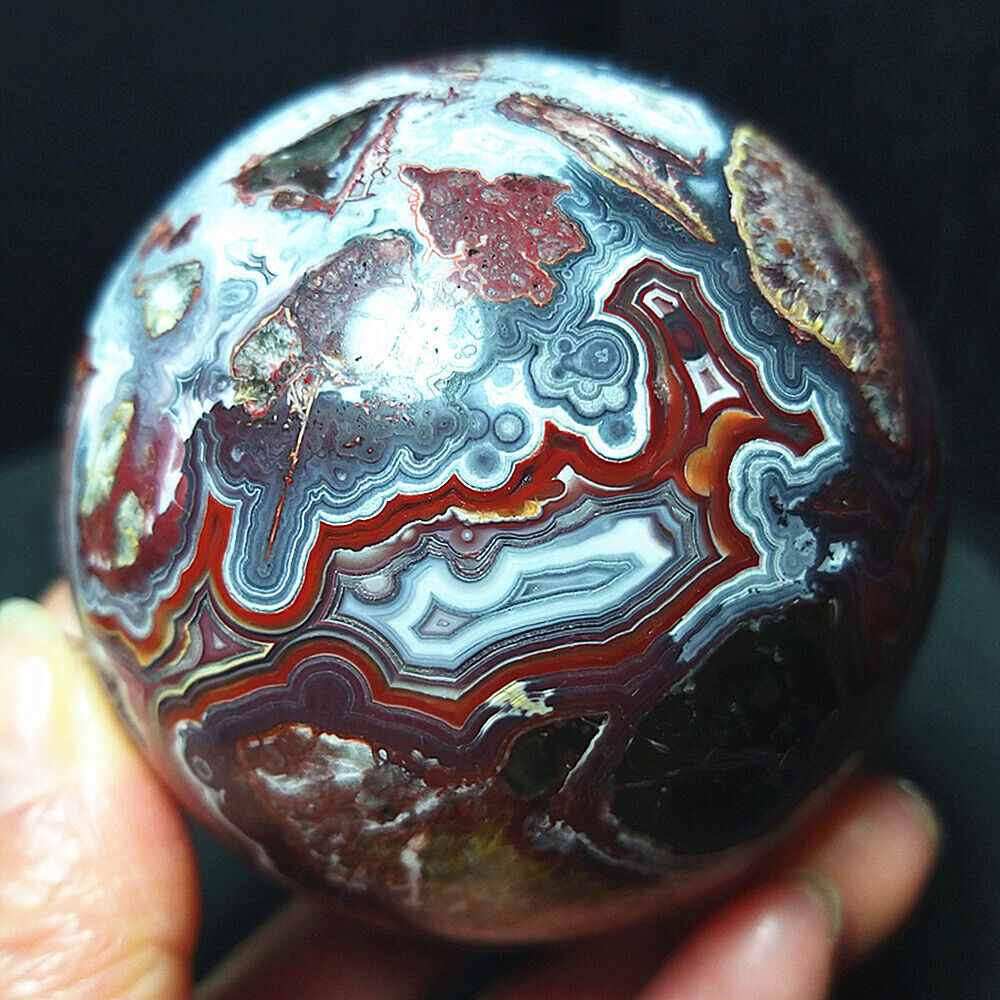 TOP 432g Natural Polished Mexico Banded Agate Crystal Sphere Ball Healing  A2332