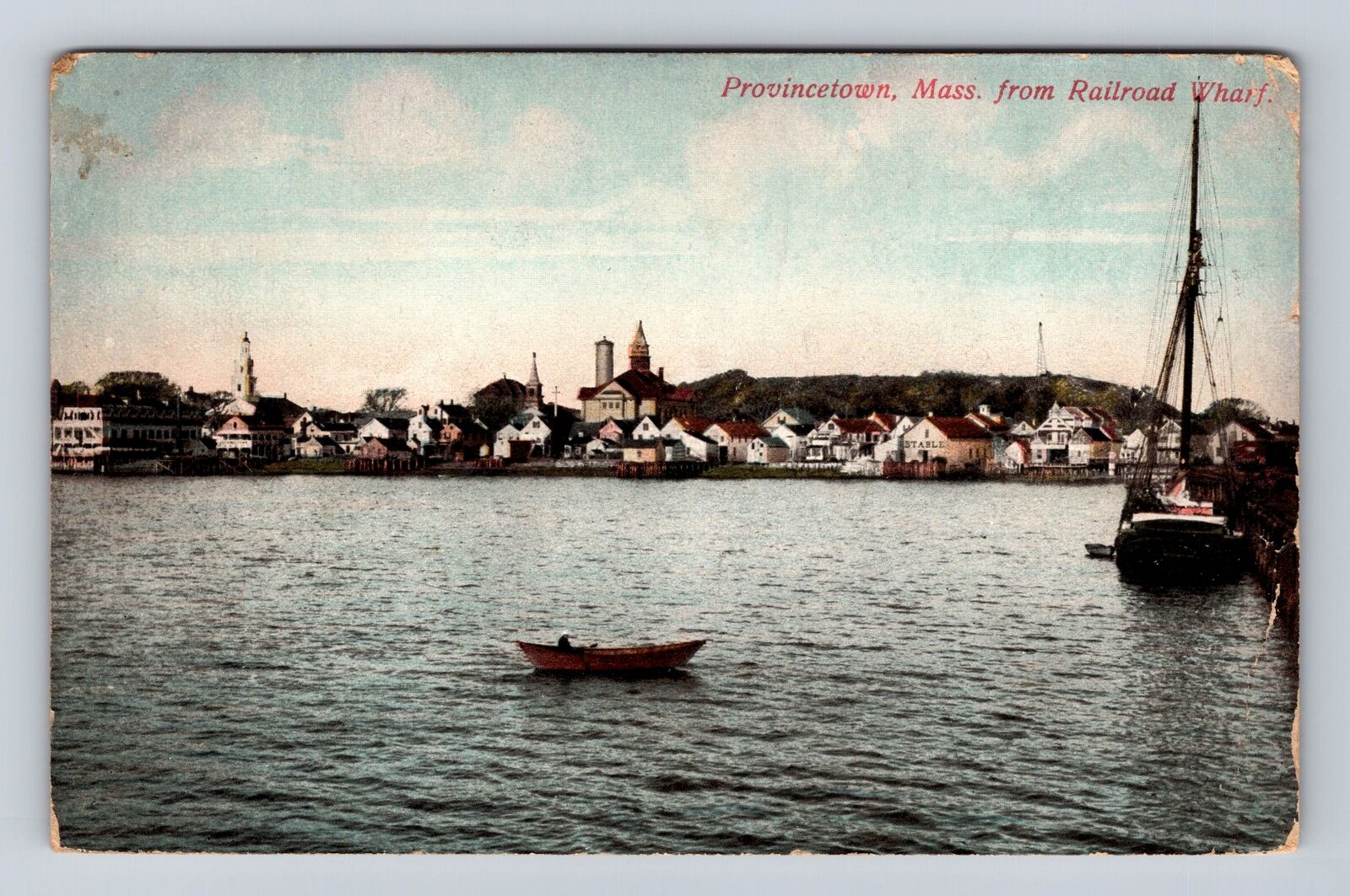 Provincetown MA-Massachusetts, View From Railroad Wharf, Vintage c1909 Postcard