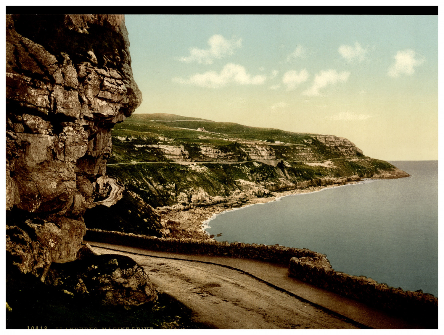 Wales. Llandudno. Marine Drive. Vintage Photochrome by P.Z, Photochrome Z