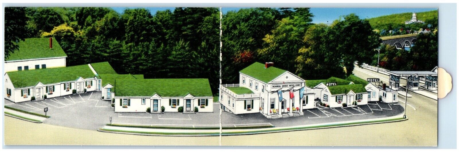 c1960's Memorial Bridge Motor Court Motel Augusta Maine ME Vintage Postcard