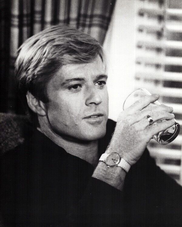 Robert Redford 1970's in black shirt holding drink 24x36 inch poster
