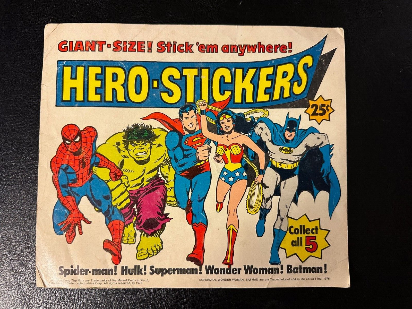 Vintage 1978 Hero-Stickers Store Display card Batman Hulk Wonder Woman Spiderman