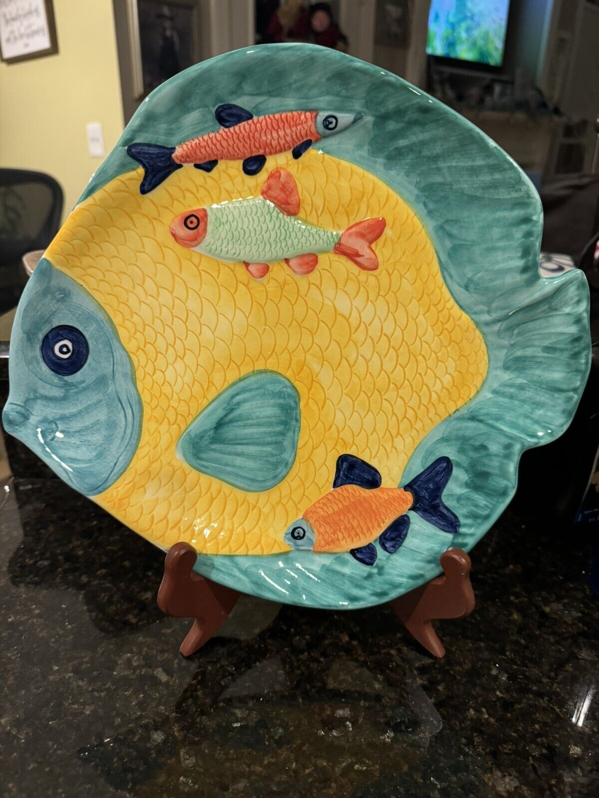 Vintage Italian Decorative Fish Plate Colorful