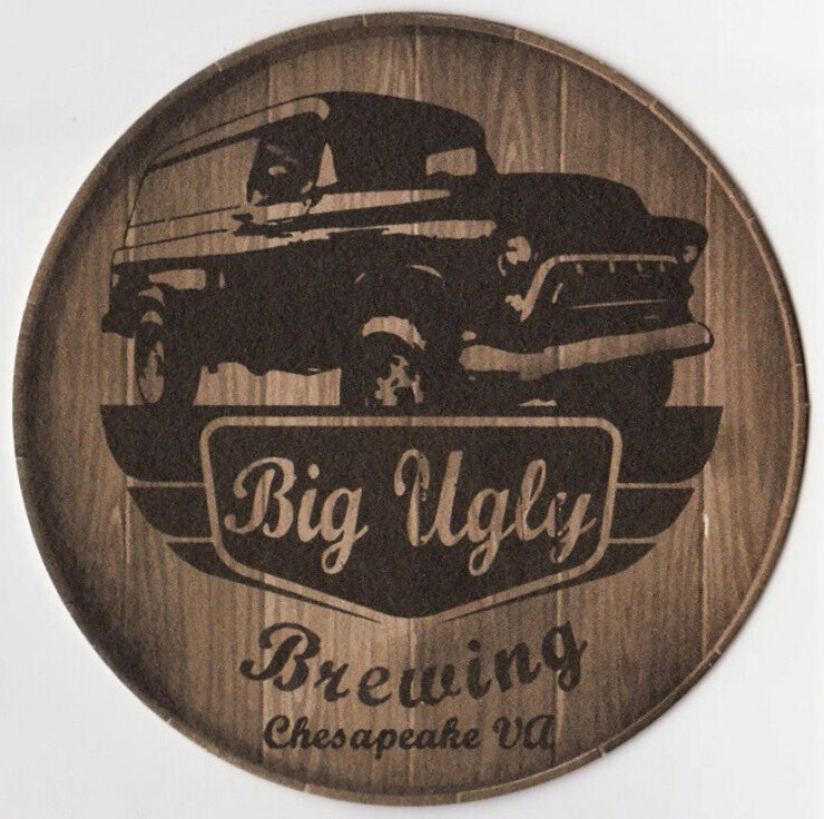 Big Ugly Brewing Beer Coaster Chesapeake VA