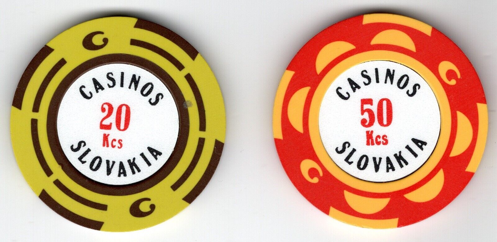 Casinos Slovakia Chips, Bratislava, Slovakia - Lot of 2